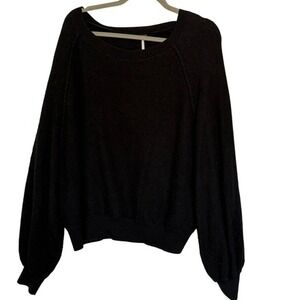 Free People Found My Friend Black Textured Pullover Sweater OB1222468 M